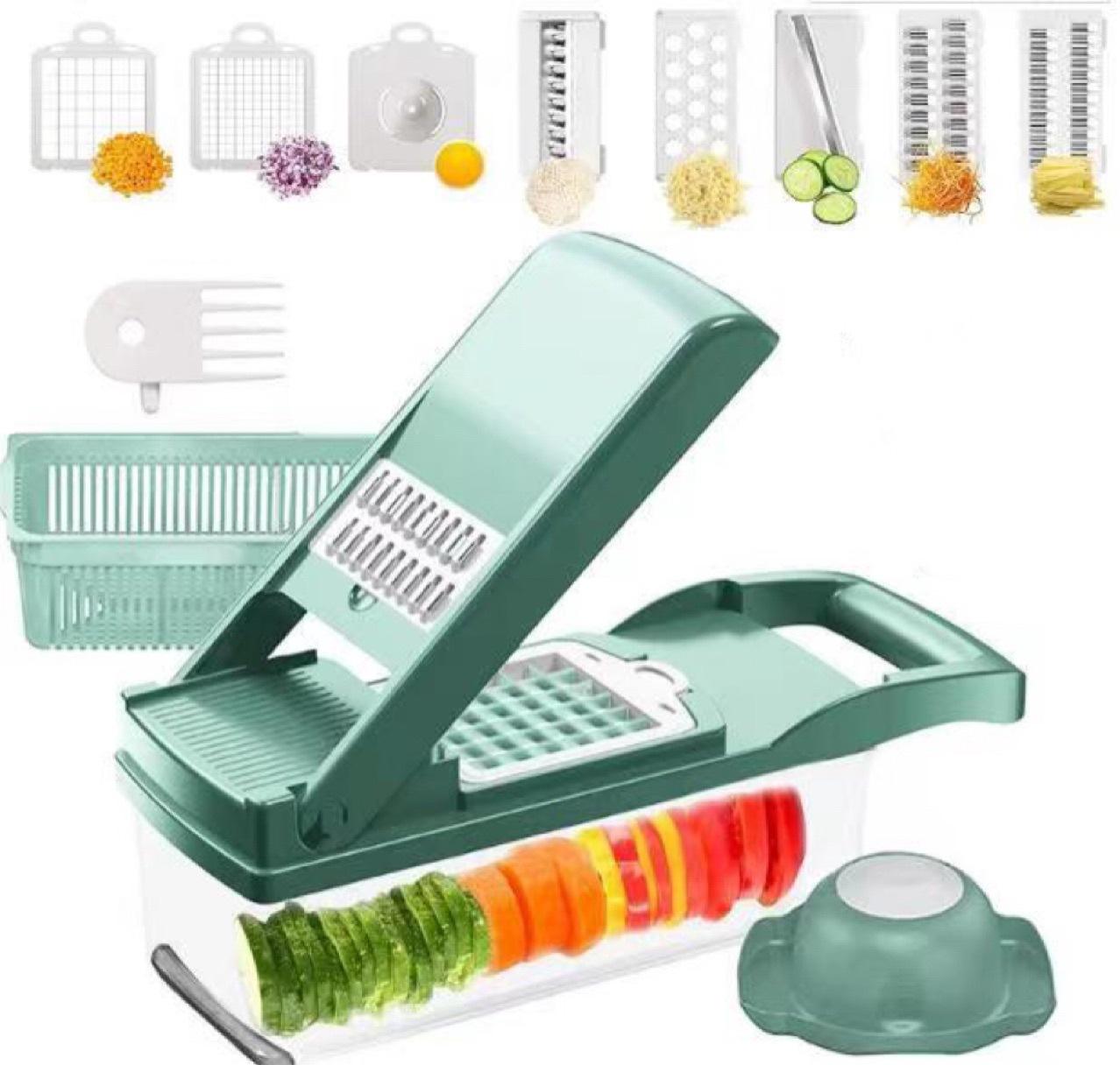 Vegetable Chopper, Pro Onion Chopper, Multifunctional 13 in 1 Food Chopper, Kitchen Vegetable Slicer Dicer Cutter,Veggie Chopper With 8 Blades,Carrot and Garlic Chopper With Container